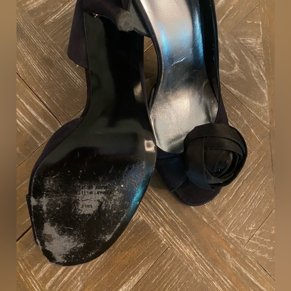 Stuart Weitzman Black Floral Embellished Heels - Picture 5 of 7